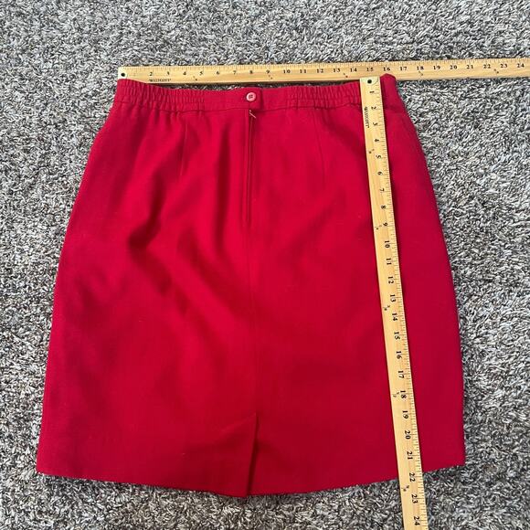 Vintage Mini Skirt Size 18W Red Solid Short Mini Worsted Wool Preppy Minimal 90s - Picture 11 of 11